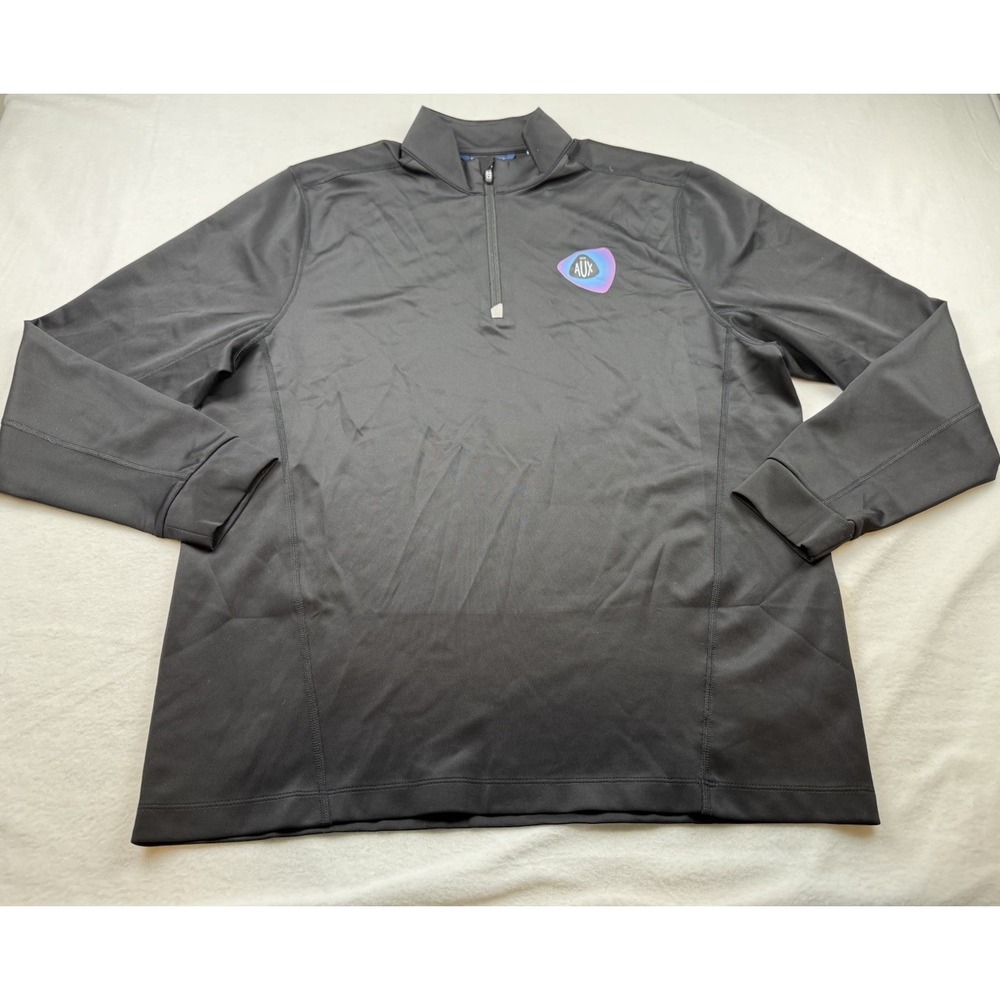 Cutter & Buck Black 1/4 Zip Pullover NWT "Aux" Guitar Pick Logo Size L